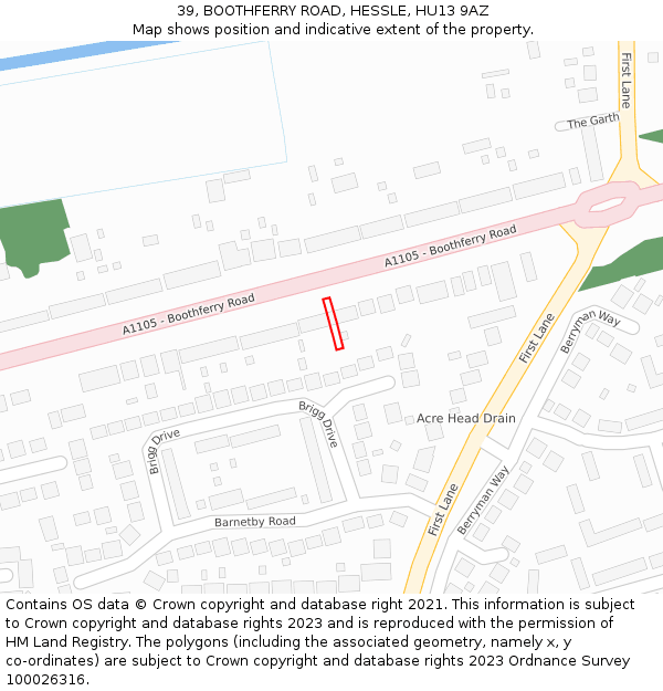 39, BOOTHFERRY ROAD, HESSLE, HU13 9AZ: Location map and indicative extent of plot