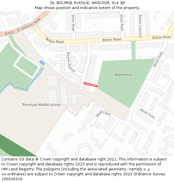 39, BOURNE AVENUE, WINDSOR, SL4 3JP: Location map and indicative extent of plot