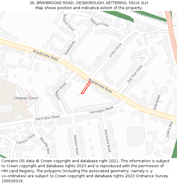 39, BRAYBROOKE ROAD, DESBOROUGH, KETTERING, NN14 2LH: Location map and indicative extent of plot