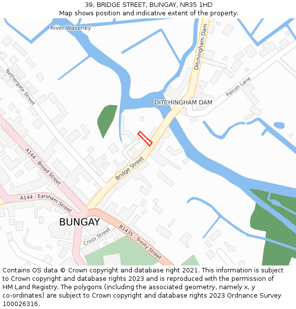 39, BRIDGE STREET, BUNGAY, NR35 1HD: Location map and indicative extent of plot