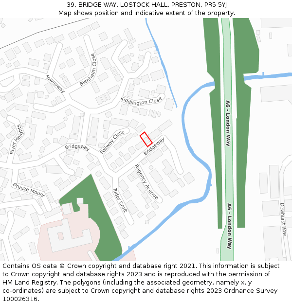39, BRIDGE WAY, LOSTOCK HALL, PRESTON, PR5 5YJ: Location map and indicative extent of plot