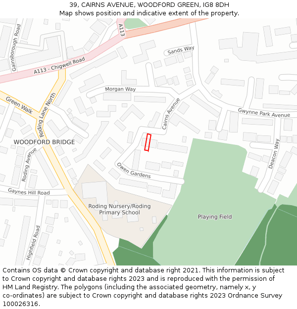 39, CAIRNS AVENUE, WOODFORD GREEN, IG8 8DH: Location map and indicative extent of plot