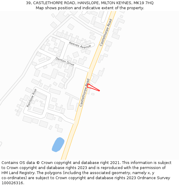 39, CASTLETHORPE ROAD, HANSLOPE, MILTON KEYNES, MK19 7HQ: Location map and indicative extent of plot