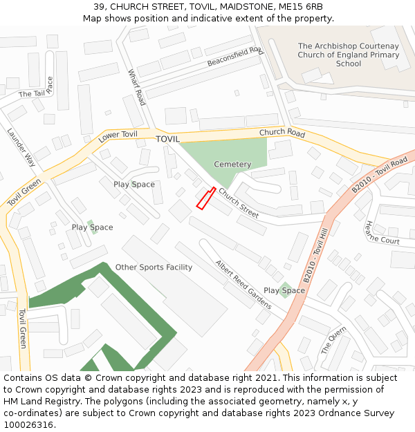 39, CHURCH STREET, TOVIL, MAIDSTONE, ME15 6RB: Location map and indicative extent of plot