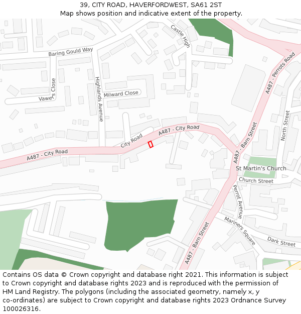 39, CITY ROAD, HAVERFORDWEST, SA61 2ST: Location map and indicative extent of plot