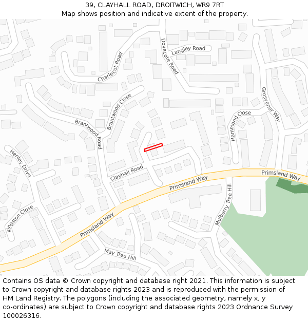 39, CLAYHALL ROAD, DROITWICH, WR9 7RT: Location map and indicative extent of plot