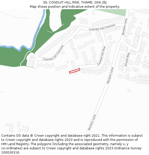 39, CONDUIT HILL RISE, THAME, OX9 2EJ: Location map and indicative extent of plot