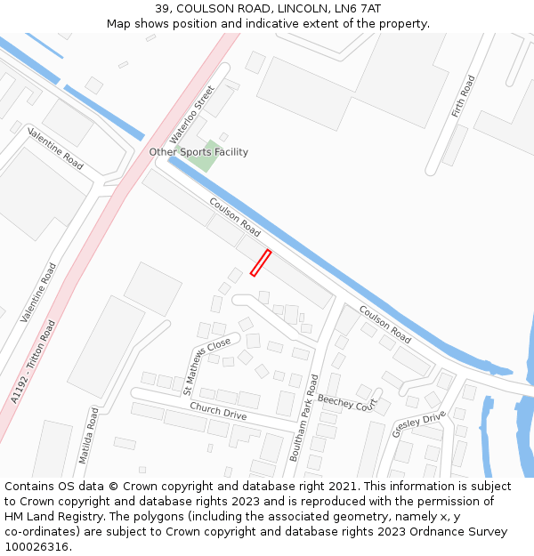 39, COULSON ROAD, LINCOLN, LN6 7AT: Location map and indicative extent of plot