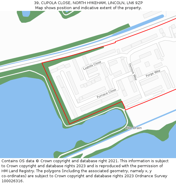 39, CUPOLA CLOSE, NORTH HYKEHAM, LINCOLN, LN6 9ZP: Location map and indicative extent of plot