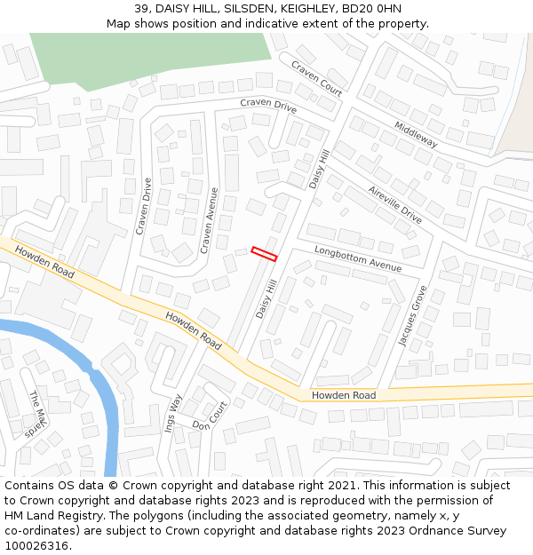 39, DAISY HILL, SILSDEN, KEIGHLEY, BD20 0HN: Location map and indicative extent of plot