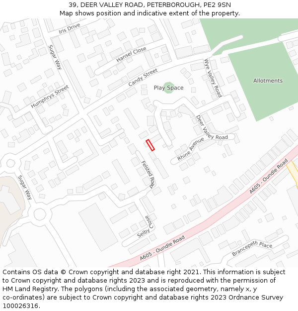 39, DEER VALLEY ROAD, PETERBOROUGH, PE2 9SN: Location map and indicative extent of plot