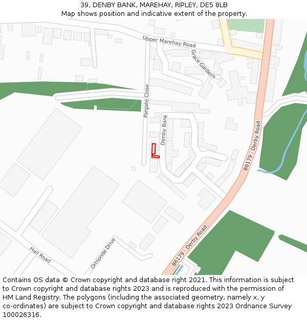 39, DENBY BANK, MAREHAY, RIPLEY, DE5 8LB: Location map and indicative extent of plot