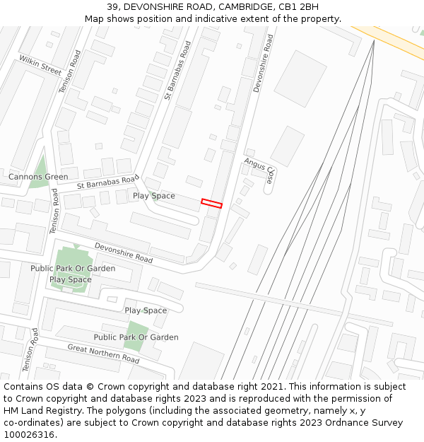 39, DEVONSHIRE ROAD, CAMBRIDGE, CB1 2BH: Location map and indicative extent of plot