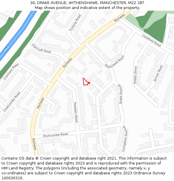 39, DRAKE AVENUE, WYTHENSHAWE, MANCHESTER, M22 1BT: Location map and indicative extent of plot