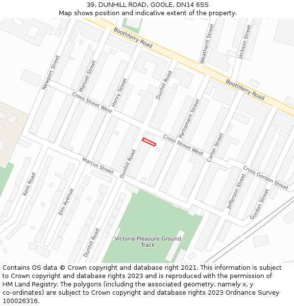 39, DUNHILL ROAD, GOOLE, DN14 6SS: Location map and indicative extent of plot