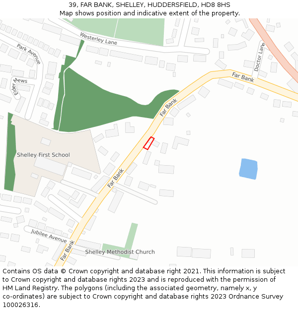 39, FAR BANK, SHELLEY, HUDDERSFIELD, HD8 8HS: Location map and indicative extent of plot