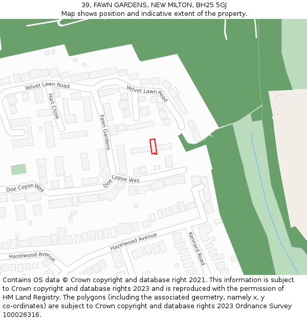 39, FAWN GARDENS, NEW MILTON, BH25 5GJ: Location map and indicative extent of plot