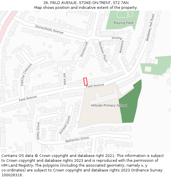 39, FIELD AVENUE, STOKE-ON-TRENT, ST2 7AN: Location map and indicative extent of plot