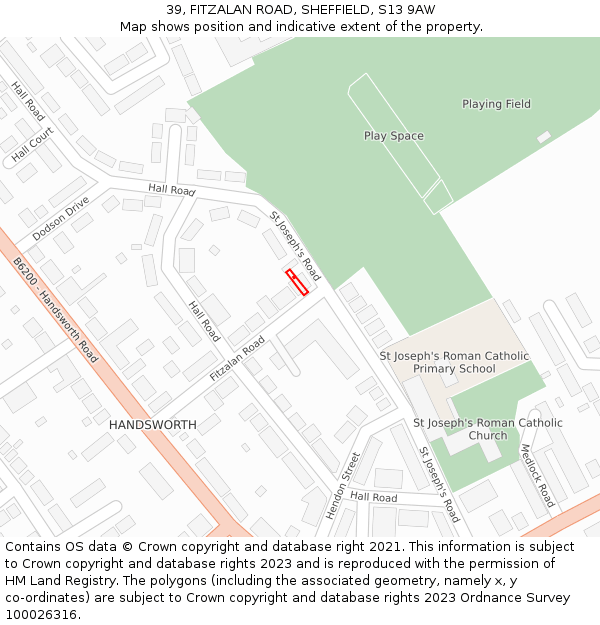 39, FITZALAN ROAD, SHEFFIELD, S13 9AW: Location map and indicative extent of plot