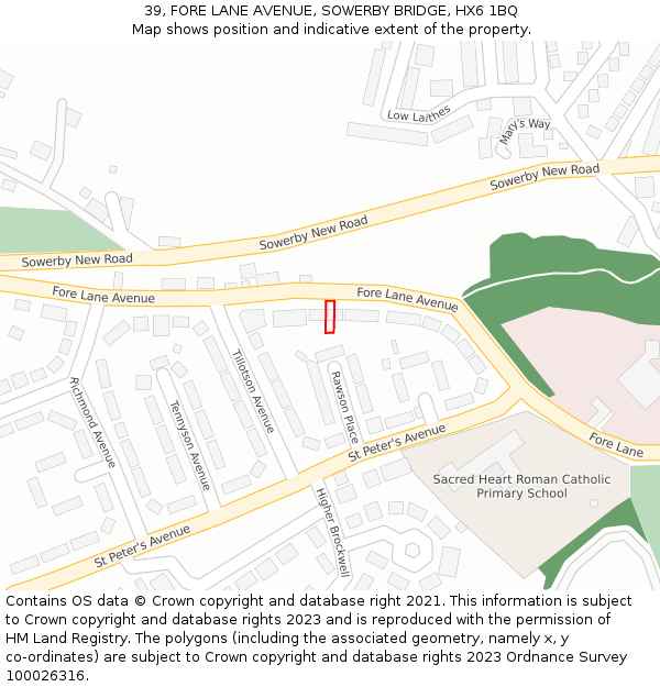 39, FORE LANE AVENUE, SOWERBY BRIDGE, HX6 1BQ: Location map and indicative extent of plot