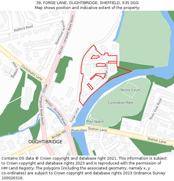 39, FORGE LANE, OUGHTIBRIDGE, SHEFFIELD, S35 0GG: Location map and indicative extent of plot