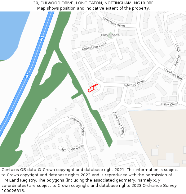 39, FULWOOD DRIVE, LONG EATON, NOTTINGHAM, NG10 3RF: Location map and indicative extent of plot