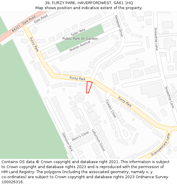 39, FURZY PARK, HAVERFORDWEST, SA61 1HQ: Location map and indicative extent of plot