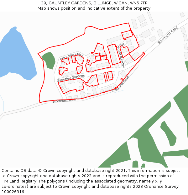 39, GAUNTLEY GARDENS, BILLINGE, WIGAN, WN5 7FP: Location map and indicative extent of plot