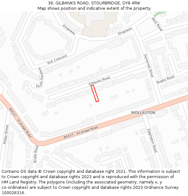 39, GILBANKS ROAD, STOURBRIDGE, DY8 4RW: Location map and indicative extent of plot