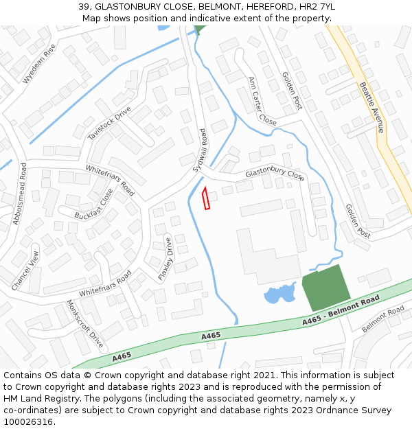 39, GLASTONBURY CLOSE, BELMONT, HEREFORD, HR2 7YL: Location map and indicative extent of plot