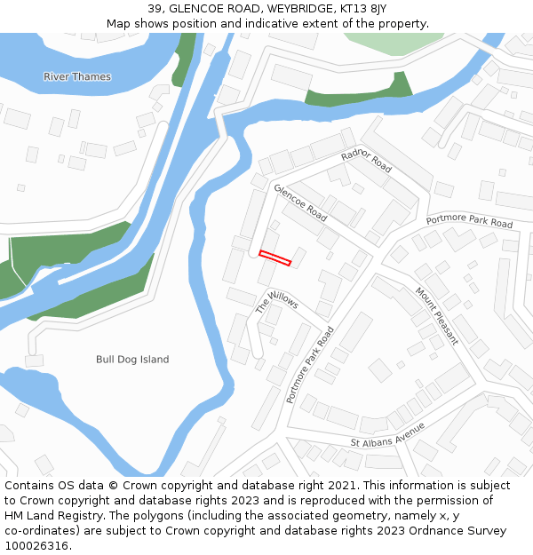 39, GLENCOE ROAD, WEYBRIDGE, KT13 8JY: Location map and indicative extent of plot