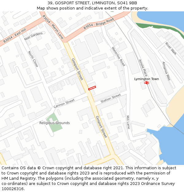 39, GOSPORT STREET, LYMINGTON, SO41 9BB: Location map and indicative extent of plot