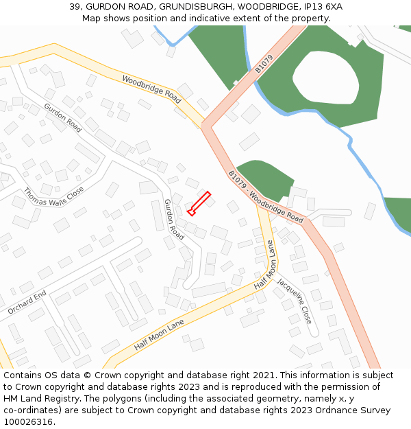 39, GURDON ROAD, GRUNDISBURGH, WOODBRIDGE, IP13 6XA: Location map and indicative extent of plot