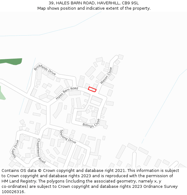 39, HALES BARN ROAD, HAVERHILL, CB9 9SL: Location map and indicative extent of plot