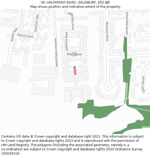 39, HALFPENNY ROAD, SALISBURY, SP2 8JR: Location map and indicative extent of plot