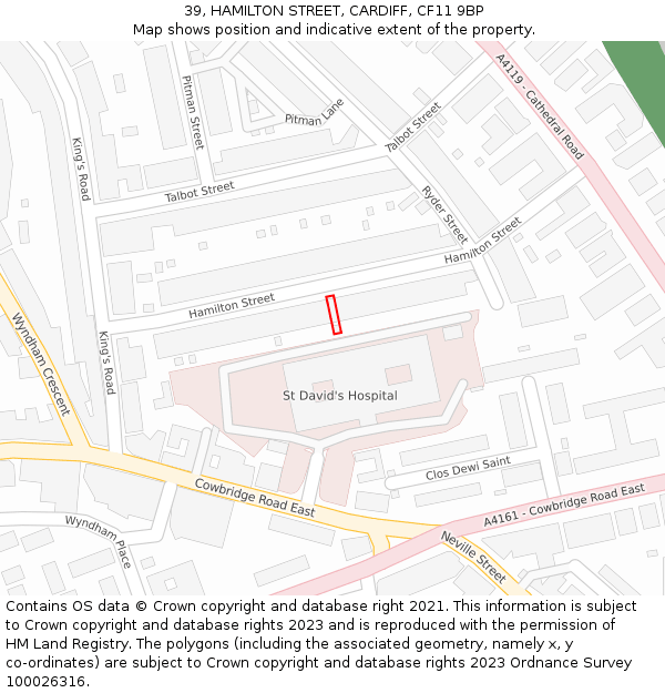 39, HAMILTON STREET, CARDIFF, CF11 9BP: Location map and indicative extent of plot
