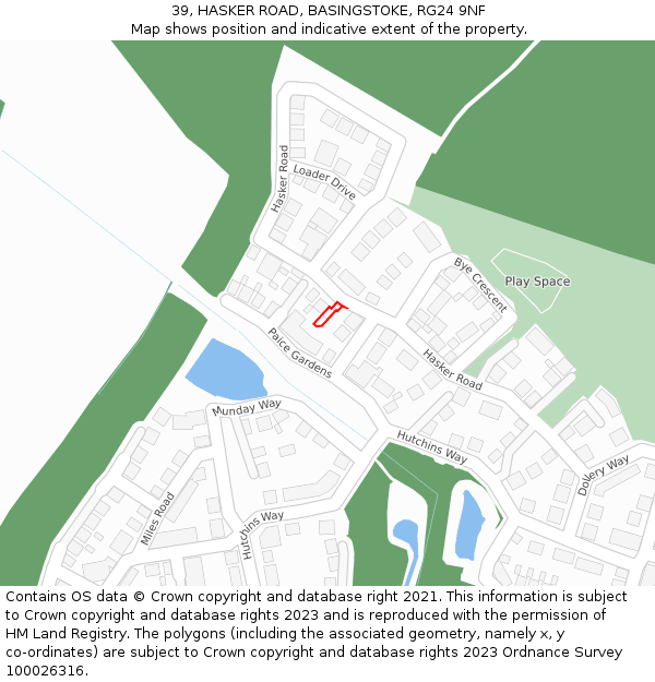 39, HASKER ROAD, BASINGSTOKE, RG24 9NF: Location map and indicative extent of plot