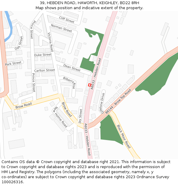 39, HEBDEN ROAD, HAWORTH, KEIGHLEY, BD22 8RH: Location map and indicative extent of plot
