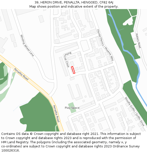 39, HERON DRIVE, PENALLTA, HENGOED, CF82 6AJ: Location map and indicative extent of plot