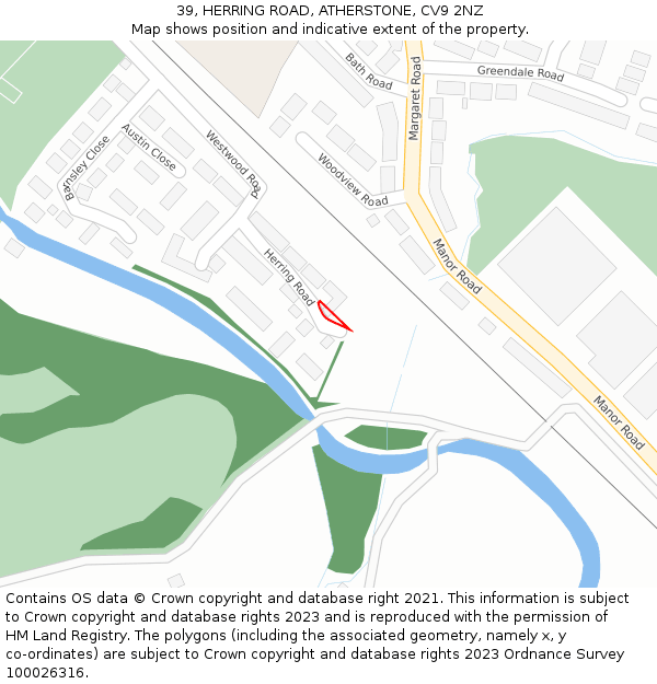 39, HERRING ROAD, ATHERSTONE, CV9 2NZ: Location map and indicative extent of plot