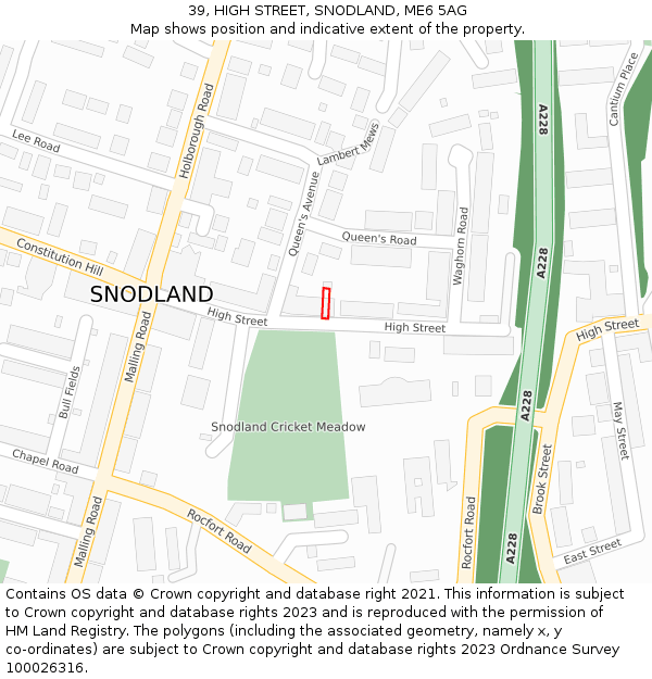 39, HIGH STREET, SNODLAND, ME6 5AG: Location map and indicative extent of plot
