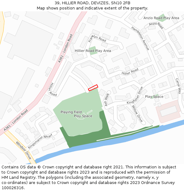39, HILLIER ROAD, DEVIZES, SN10 2FB: Location map and indicative extent of plot