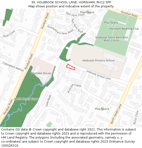 39, HOLBROOK SCHOOL LANE, HORSHAM, RH12 5PP: Location map and indicative extent of plot