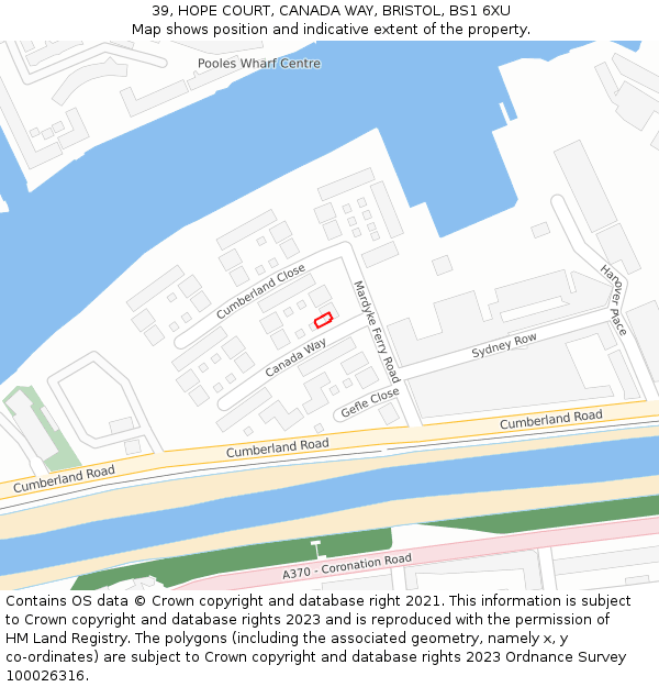 39, HOPE COURT, CANADA WAY, BRISTOL, BS1 6XU: Location map and indicative extent of plot
