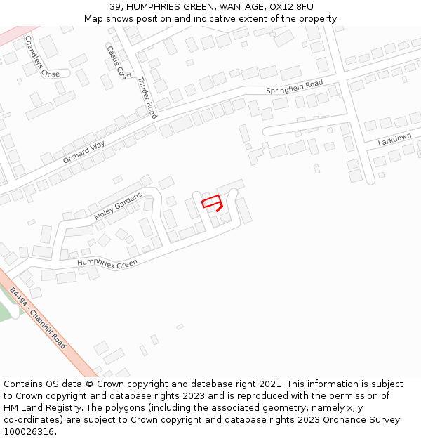 39, HUMPHRIES GREEN, WANTAGE, OX12 8FU: Location map and indicative extent of plot