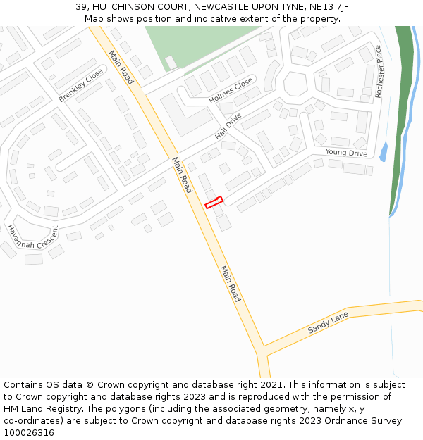 39, HUTCHINSON COURT, NEWCASTLE UPON TYNE, NE13 7JF: Location map and indicative extent of plot