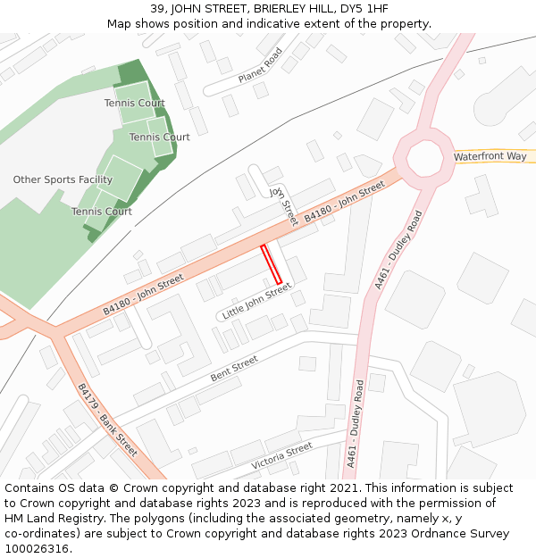 39, JOHN STREET, BRIERLEY HILL, DY5 1HF: Location map and indicative extent of plot
