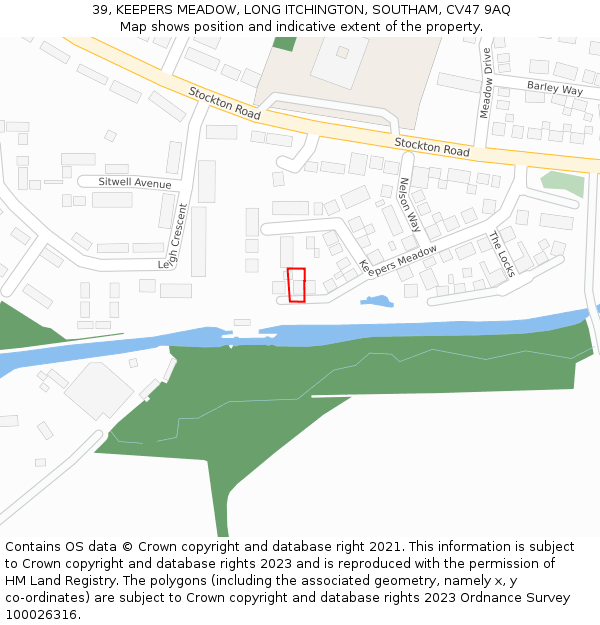 39, KEEPERS MEADOW, LONG ITCHINGTON, SOUTHAM, CV47 9AQ: Location map and indicative extent of plot