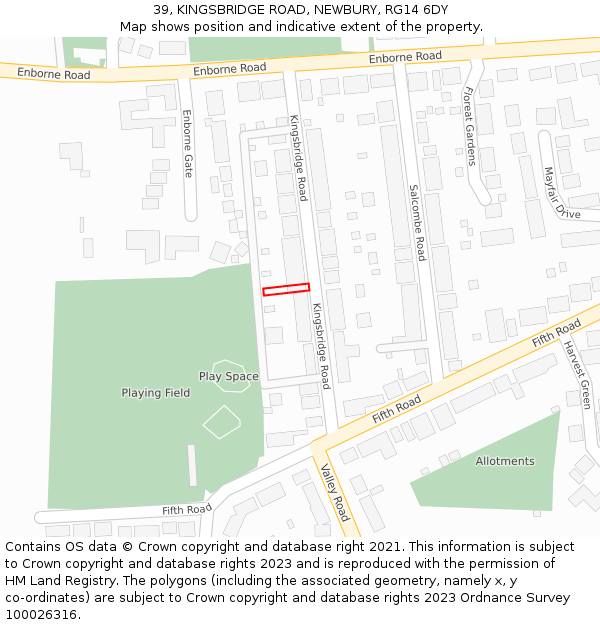 39, KINGSBRIDGE ROAD, NEWBURY, RG14 6DY: Location map and indicative extent of plot