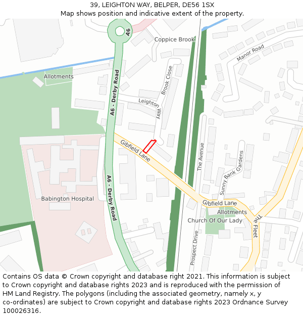 39, LEIGHTON WAY, BELPER, DE56 1SX: Location map and indicative extent of plot